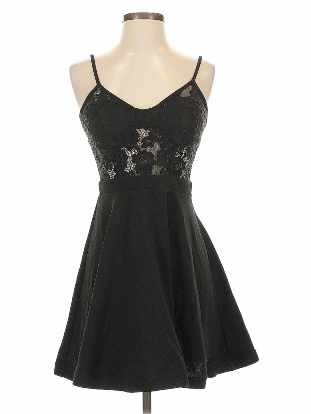 City Studio Black Lace Fit & Flare Mini Dress